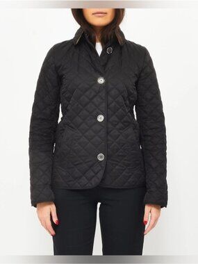 Burberry Black Lightweight check classic Quilted Puffer short collar Jacket Med